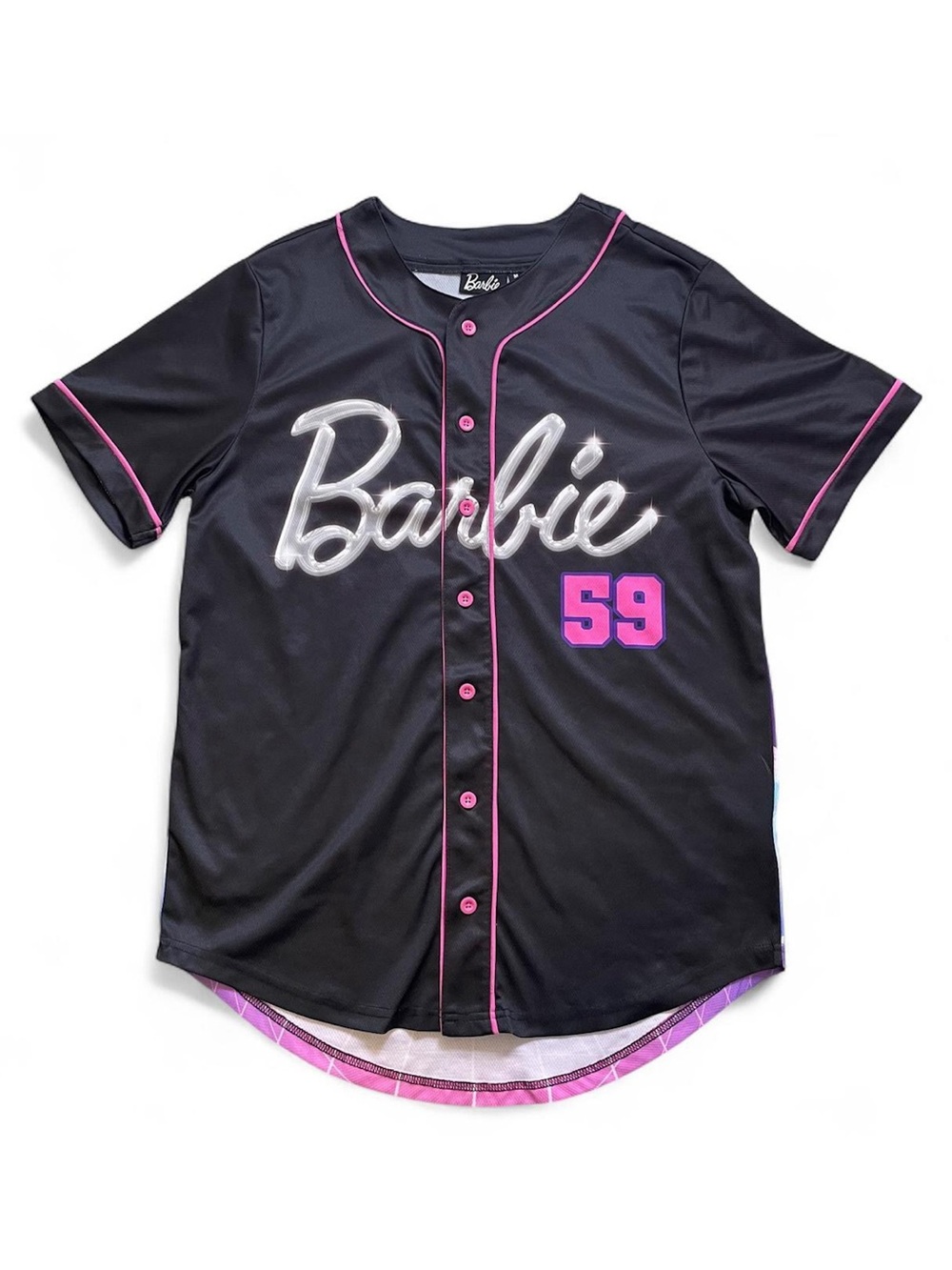 Barbie ‘59 Baseball Jersey in Black/Pink